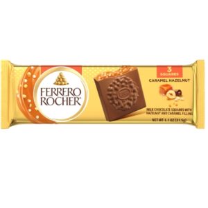 Ferrero Rocher Milk Chocolate Squares With Hazelnut and Caramel 31.5g